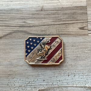 Montana Silversmiths USA Flag Rodeo Cowboy Belt Buckle Patriotic Western